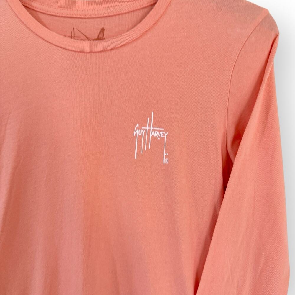 Guy Harvey Long Sleeve T-Shirt Women’s Small Cotton Coral Peach Marlin Fishing - Picture 3 of 7